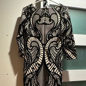 NWT NY&Co dress. Size S, cream with black velvet trim